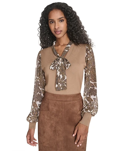 Tommy Hilfiger Women's Mixed Media Paisley Sweater