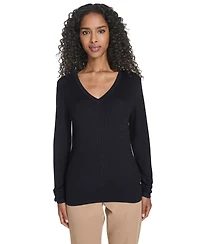 Tommy Hilfiger Women's V-Neck Cable Sweater