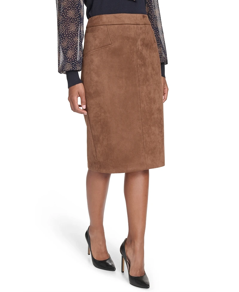 Tommy Hilfiger Women's Scuba Suede Knee Length Pencil Skirt