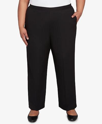 Alfred Dunner Plus As Usual Textured Pull On Elastic Medium Length Pants