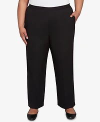 Alfred Dunner Plus As Usual Textured Pull On Elastic Medium Length Pants