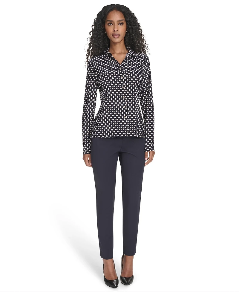 Tommy Hilfiger Women's Double Dot Knit Button-Up Top