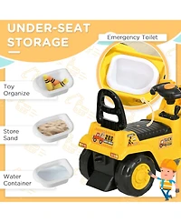 Homcom Kids Ride on Tractor with Storage, Excavator Scooter Gift for Kids