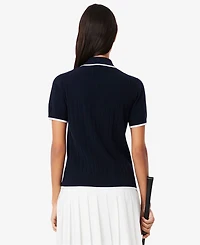 Lacoste Usa Women's Trimmed Short-Sleeve Polo Sweater