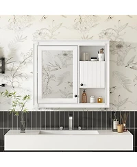 Casainc 32" Bathroom Wall Cabinet with Mirrored Door and 3 Storage Shelves, Wall Mounted Storage Cabinet