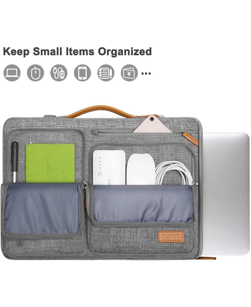 Laptop Shoulder Bag,15-15.6"Computer Bags Compatible with MacBook Pro 16", Hp, Dell, Lenovo,Side Open Messenger Bag with 4 Zipper Pockets, Gray