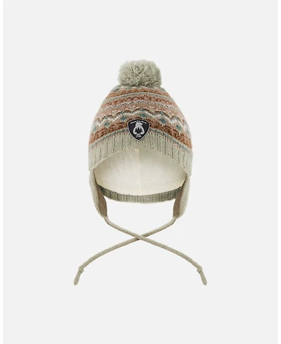 Deux par Baby Boy Lined Knit Pompom Hat with Ear Flaps Blue Purple - Baby|Toddler