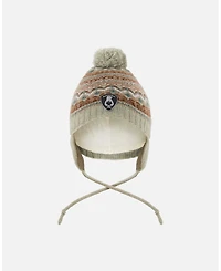 Deux par Baby Boy Lined Knit Pompom Hat with Ear Flaps Blue Purple - Baby|Toddler