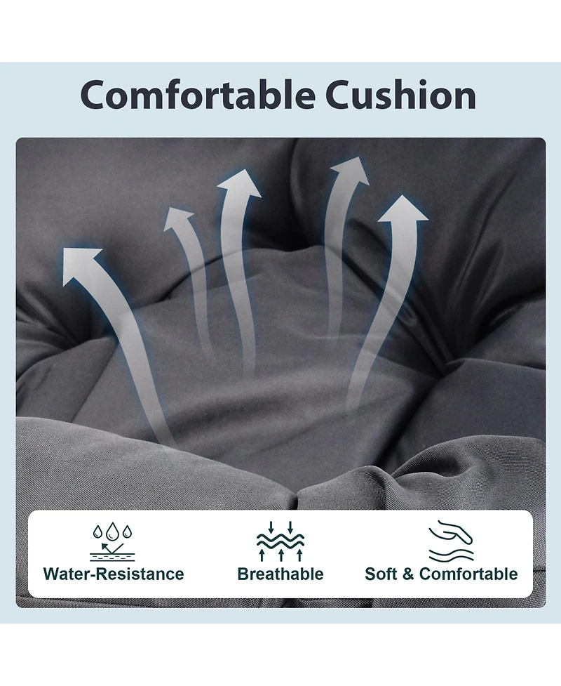 Flynama Outdoor Egg Hanging Chair with Stand, Patio Wicker Swing Egg Chair Indoor Swinging Chair Outdoor Hammock Egg Chair