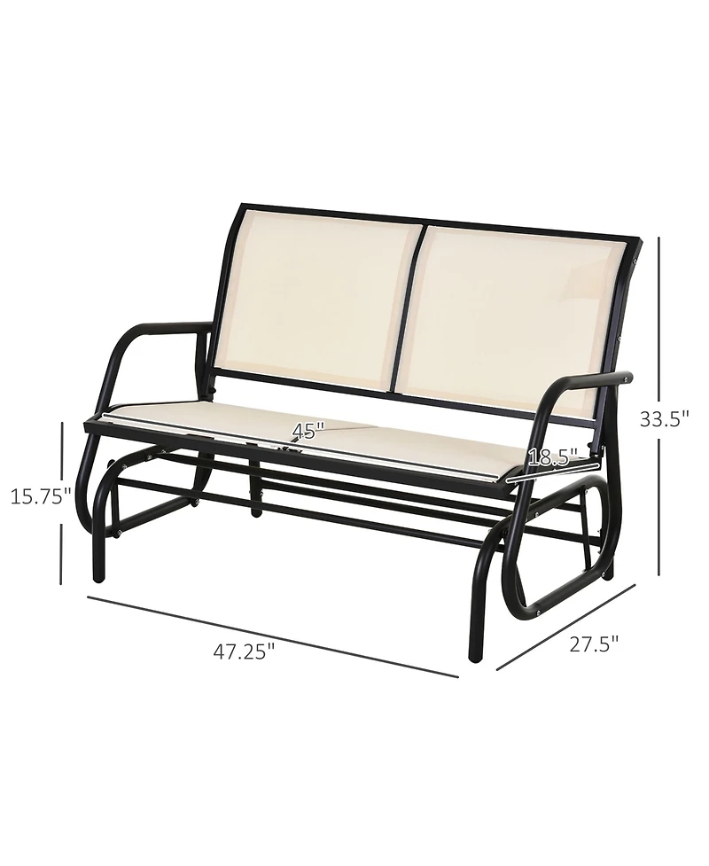 Flynama 2-Person Outdoor Glider Bench, Patio Double Swing Rocking Chair Loveseat w/Powder Coated Steel Frame for Backyard Garden Porch, Beige