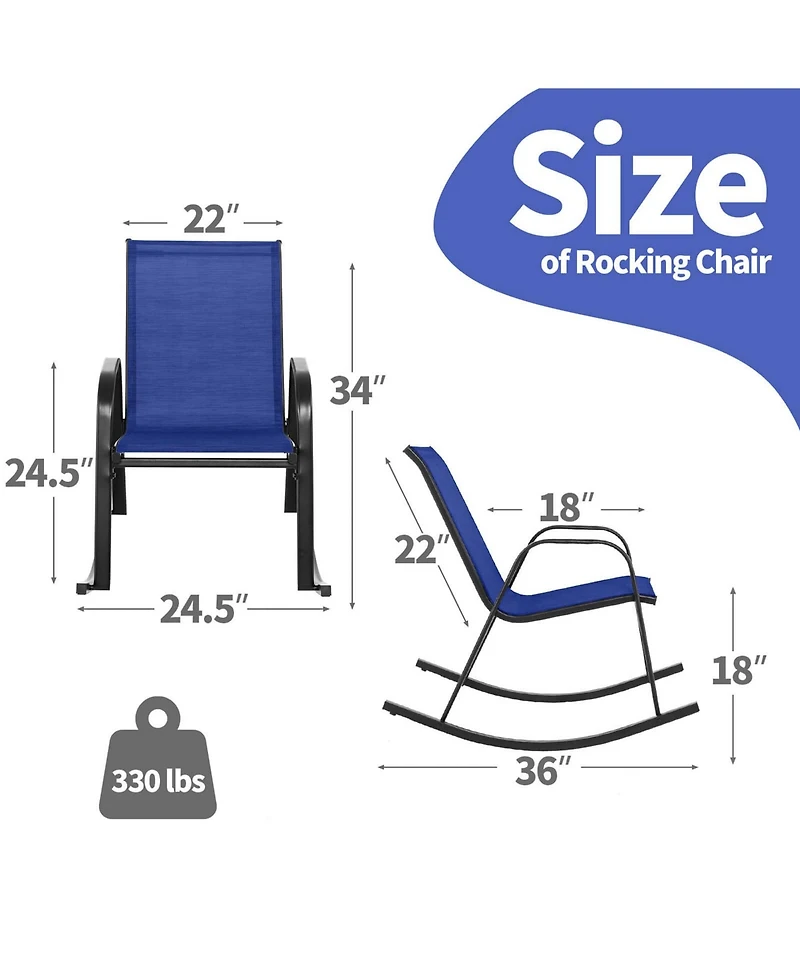 Patio Rocking Chair Heavy-Duty Metal Rocker Outdoor Anti-Slip
