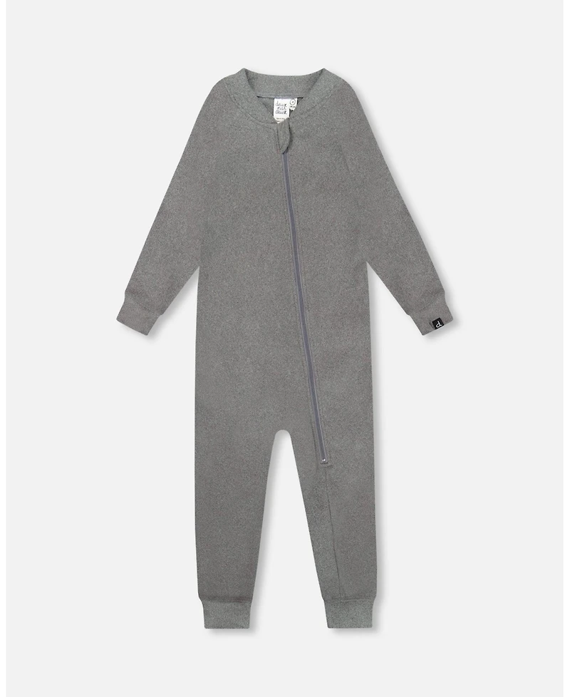 Deux par Toddler Unisex One-Piece Thermal Underwear Dark Heather Gray