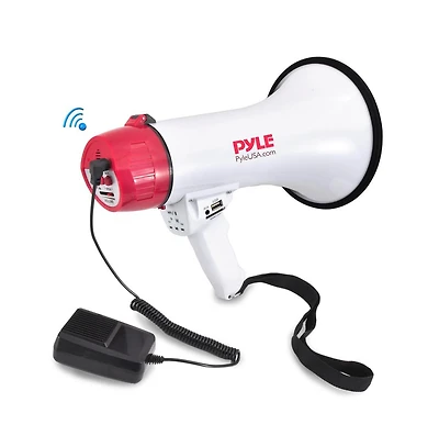 Pyle Bluetooth Megaphone - Pa Megaphone Speaker with Wired Microphone, Siren Alarm Mode, MP3/Usb/Sd Readers