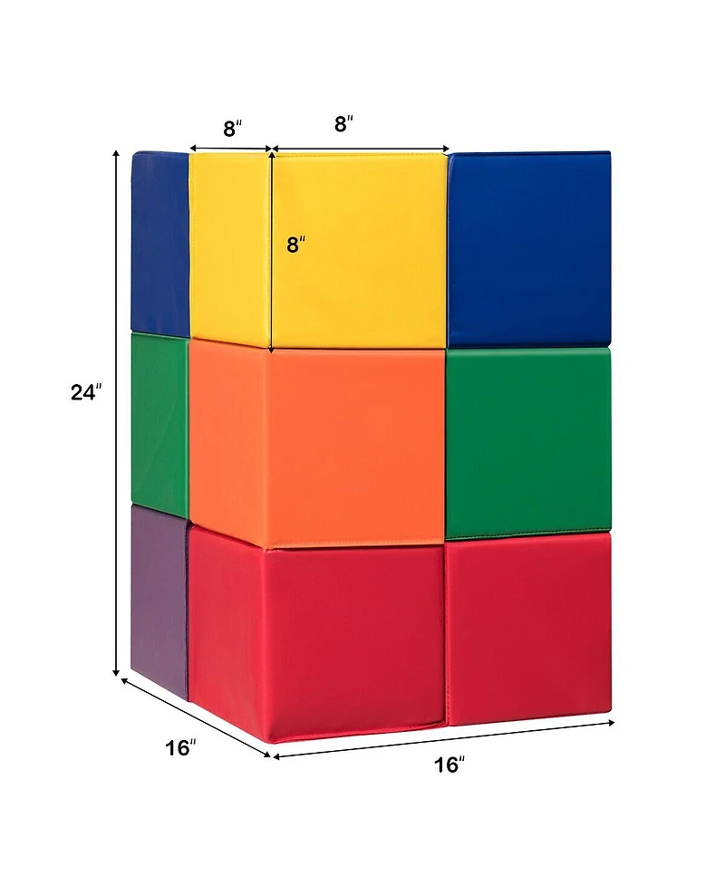 Gymax 12-Piece 8'' Pu Foam Big Building Blocks Colorful Soft Blocks Play Set For Kids