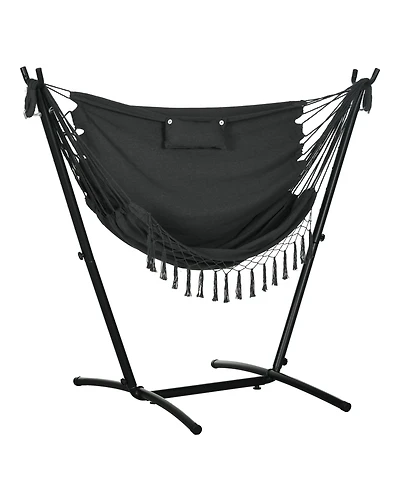 Outsunny Hammock Chair with Stand and Headrest Dark Gray