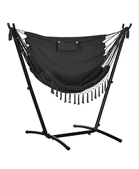 Outsunny Hammock Chair with Stand and Headrest Dark Gray