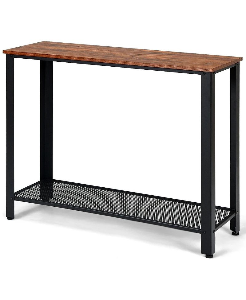 Volenca Wood Console Sofa Table with Adjustable Feet and Storage Shelf