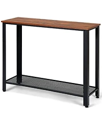 Volenca Wood Console Sofa Table with Adjustable Feet and Storage Shelf