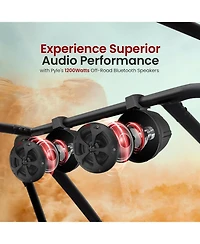 Pyle 6.5'' Water-Resistant Marine Speakers + 2 Channel Amplifier for Atv, Utv, 4x4, Jeep, Boat Stereo System (1200W)