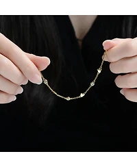 Rachel Glauber 14K Gold Plated with Bezel Set Cubic Zirconia Heart Charm Bracelet