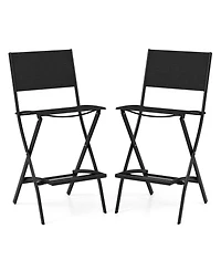 Costway Set of 2 Outdoor Bar Chair Folding Bar Height Stool with Metal Frame