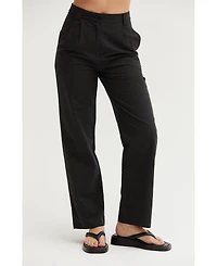 Crescent Women's Erin Straight Leg Linen Trousers Success