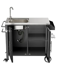 Streamdale Furniture Outdoor Grill Table with Sink & Cabinet