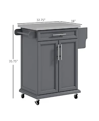 Halifax North America Gray Kitchen Island Cart: Drawer, Stainless Top, Utility Storage