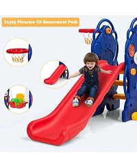 Gymax Toddler 3 in 1 Climber and Swing Set Climber Slide Playset w/Basketball Hoop