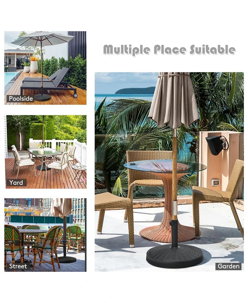 Gymax 49 lbs Round Resin Patio Umbrella Base Stand Holder w/ Adjustable Knob