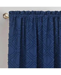 Kate Aurora Contemporary Geometric Shabby Diamond Clipped Rod Pocket Single Window Curtain Panel