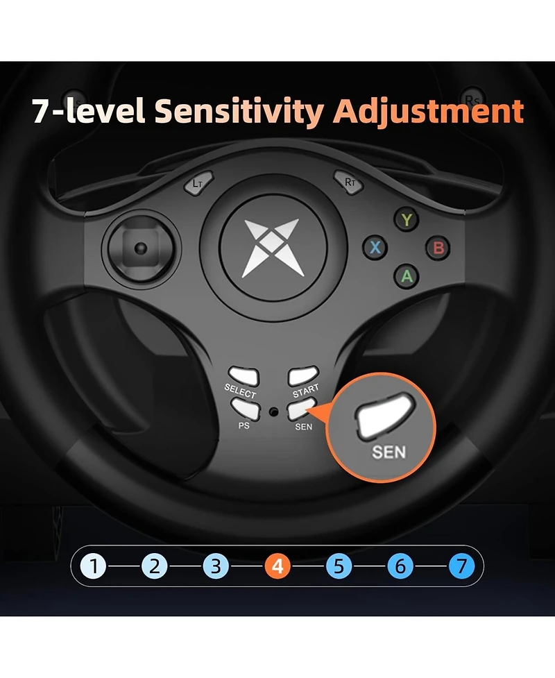 Nbcp Pc Racing Wheel with Pedals – 270° Driving Force Simulator Steering Wheel, Dual Vibration, Compatible with Xbox, PS4, PS3, Nintendo Switch & Andr