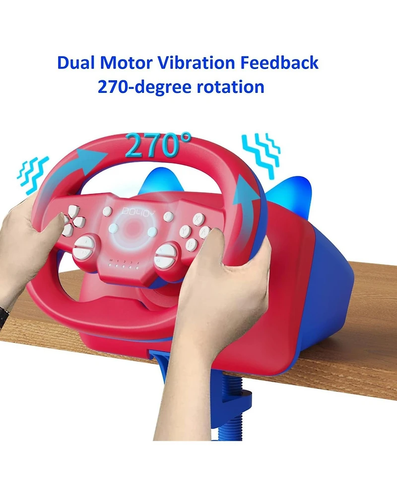 Nbcp Gaming Racing Wheel, Wireless Steering Wheel for Nintendo Switch, Pc, PS4/PS3, iOS, Android - Vibration, Led Lights, Adjustable Sensitivity