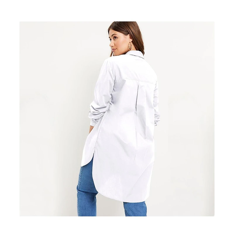 June + Vie Women's Plus Poplin La Max Tunic