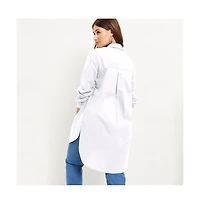 June + Vie Women's Plus Poplin La Max Tunic