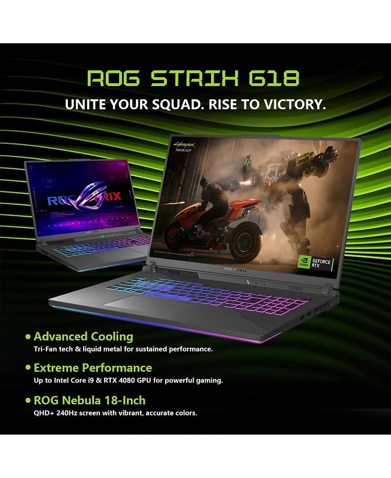Asus Rog Strix 18" Gaming Laptop, Ryzen 9 8940HX, 16GB Ram, Rtx 5070, 1TB Ssd, 240Hz Wqxga Display, Windows 11 Home, Black