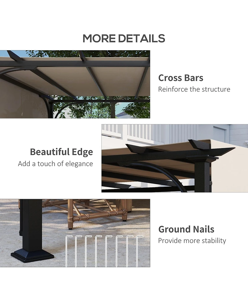 Outsunny 10' x 10' Steel Patio Pergola with Canopy