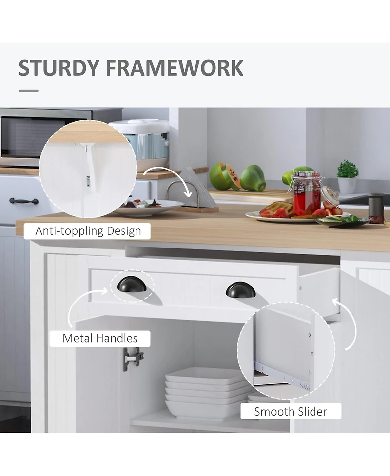 Halifax North America White Kitchen Helper: Freestanding Island Table with Drop Leaf