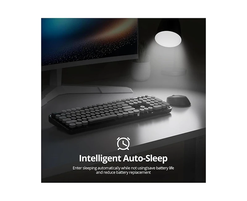 risokeys Wireless Keyboard and Mouse Set, Retro Typewriter, 2.4GHz Full Size 104-Key Cute Keyboard with Number Pad