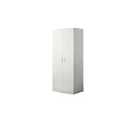 Homlux 29.5"W White Double Door Wardrobe with Shelf and Hanging Rod for Organized Living