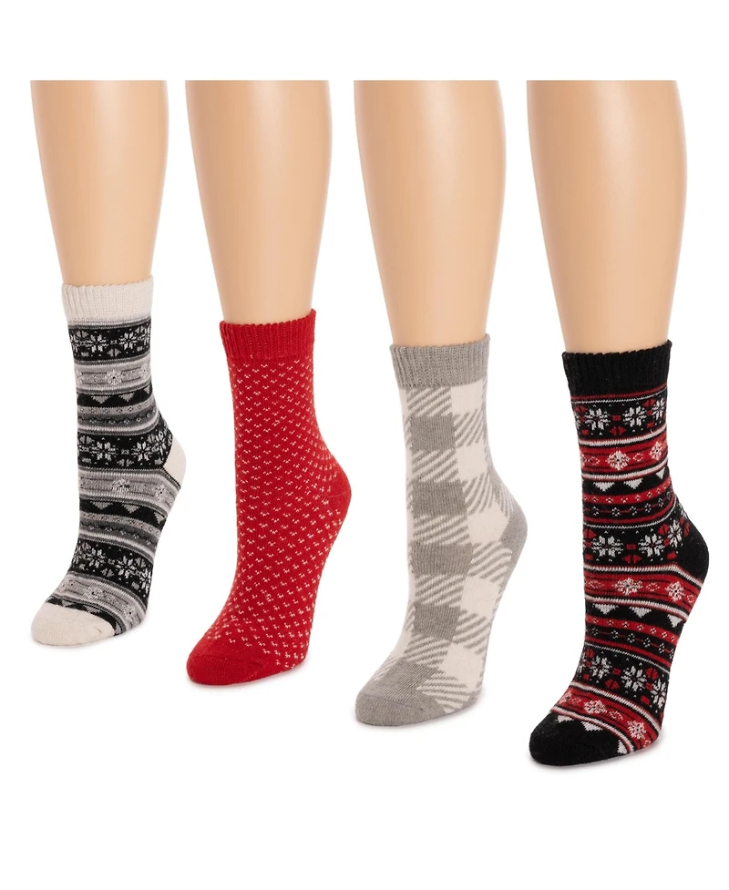 Muk Luks Women's Holiday 4 Pair Pack Socks