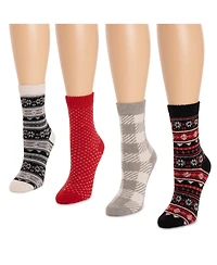 Muk Luks Women's Holiday 4 Pair Pack Socks