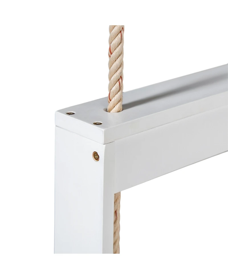 Flynama Patio Wooden Twin Size Porch Swing Daybed Frame, Garden Swing Bench Chair with 4 Hanging Ropes for Backyard,Outdoor,White