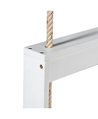 Flynama Patio Wooden Twin Size Porch Swing Daybed Frame, Garden Swing Bench Chair with 4 Hanging Ropes for Backyard,Outdoor,White