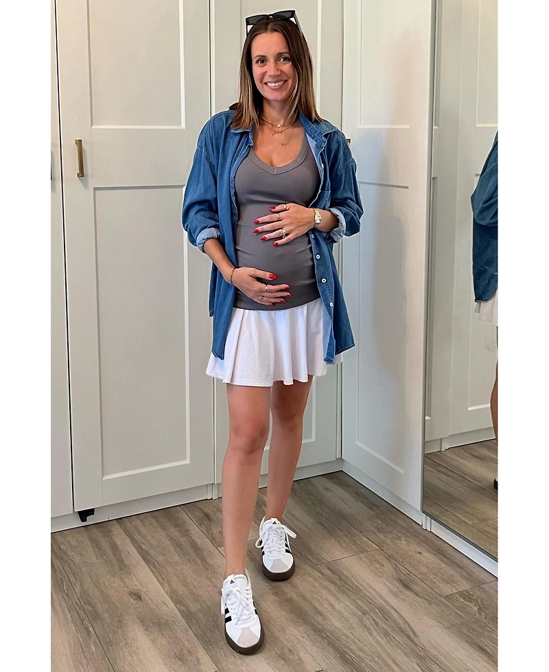 Pinkblush Maternity Charcoal Ribbed Sleeveless Ruched Tank Top