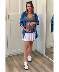 Pinkblush Maternity Charcoal Ribbed Sleeveless Ruched Tank Top