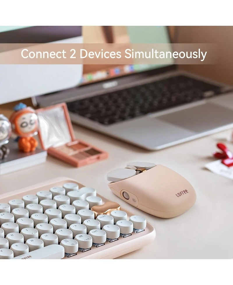 Lofree Dot Foundation Mechanical Keyboard with Wireless Numpad & Milk Tea Mouse, 75% Rechargeable Hot-swappable Keyboards with 3 Types Connection