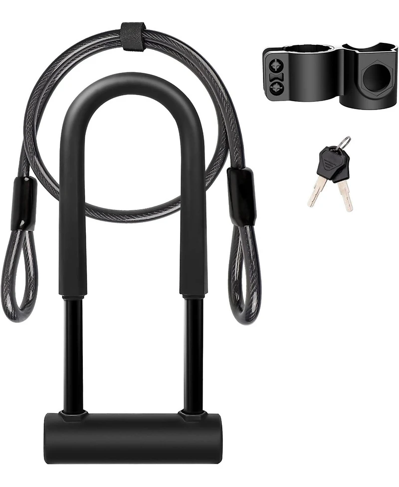 Nakto Lock Heavy Duty Bike Lock Bicycle U Lock, 16mm Shackle and 4ft/6ft Length Security Cable with Sturdy Mounting Bracket for Bicycle