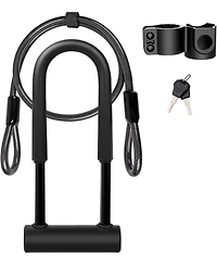 Nakto Lock Heavy Duty Bike Lock Bicycle U Lock, 16mm Shackle and 4ft/6ft Length Security Cable with Sturdy Mounting Bracket for Bicycle