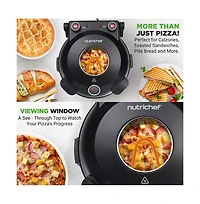 Countertop Pizza Maker - Electric Pizza Oven with Temperature Controls, Window and Thermometer (Black)